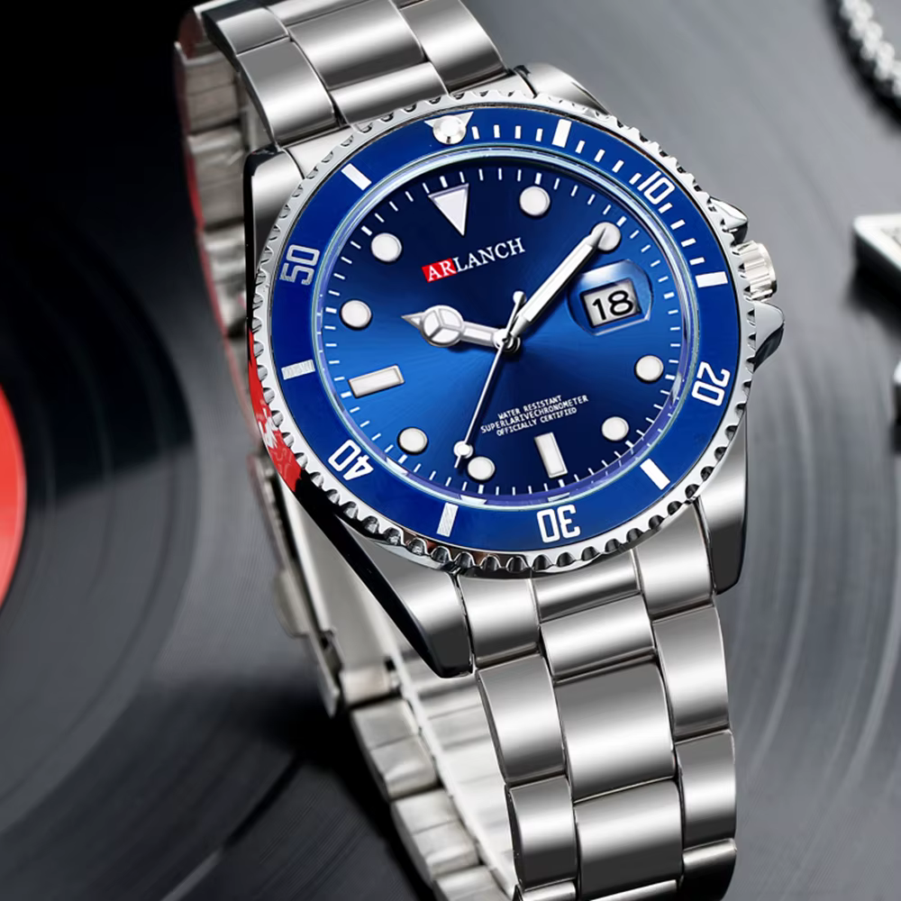 Montre à quartz en acier pour hommes