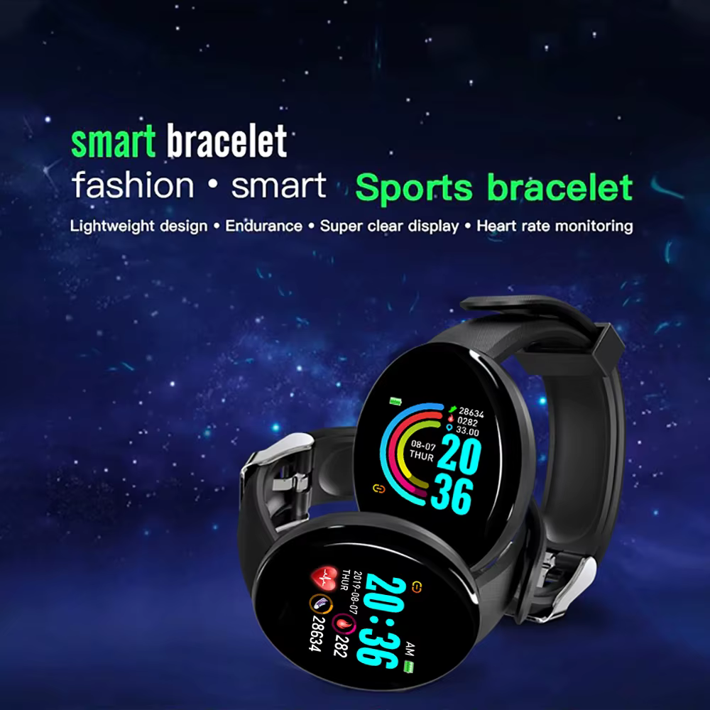Nouvelle montre intelligente hommes femmes Bracelet Intelligent LED D18 Smartwatch étanche Smart écran tactile