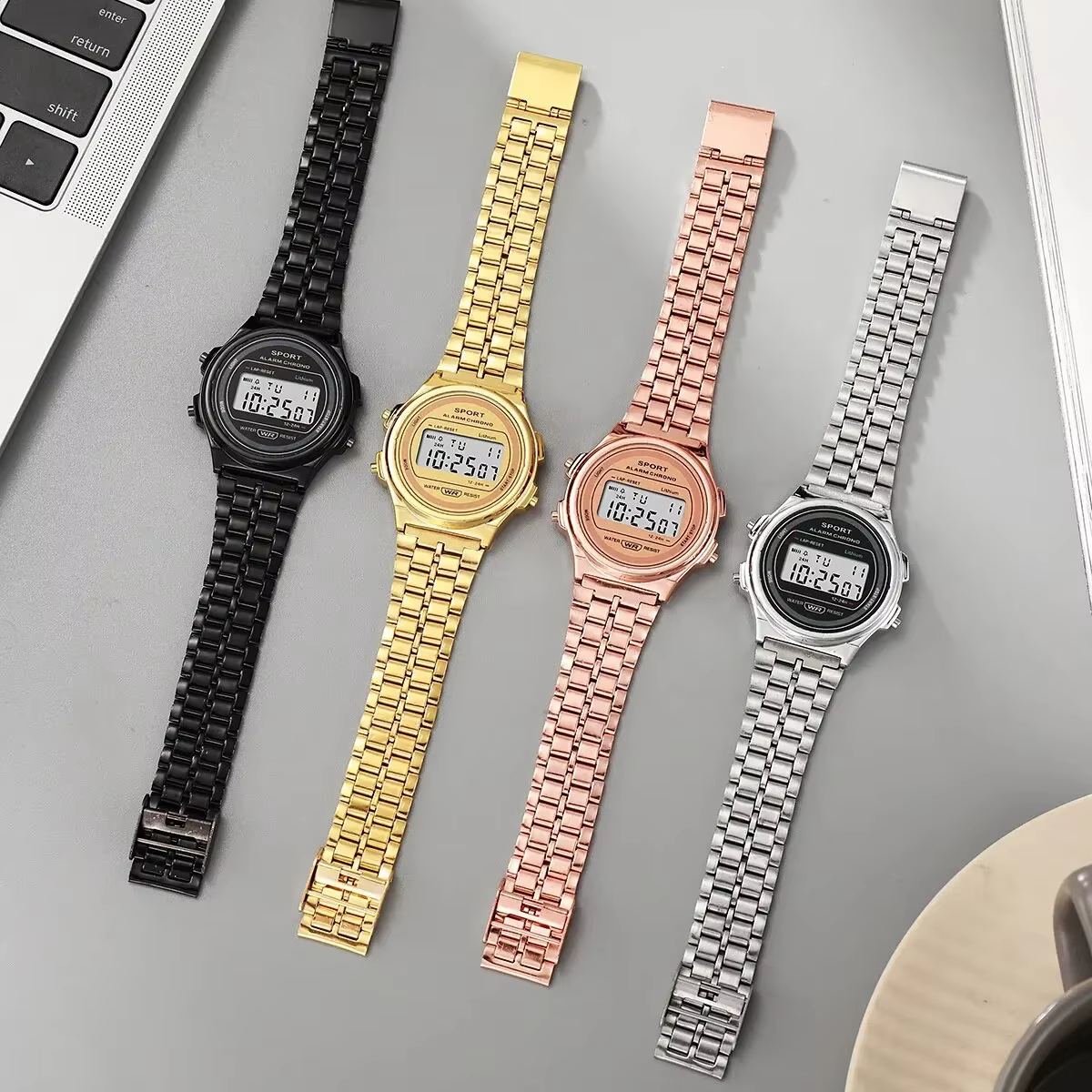 Montre électronique LED pour femmes, décontractée