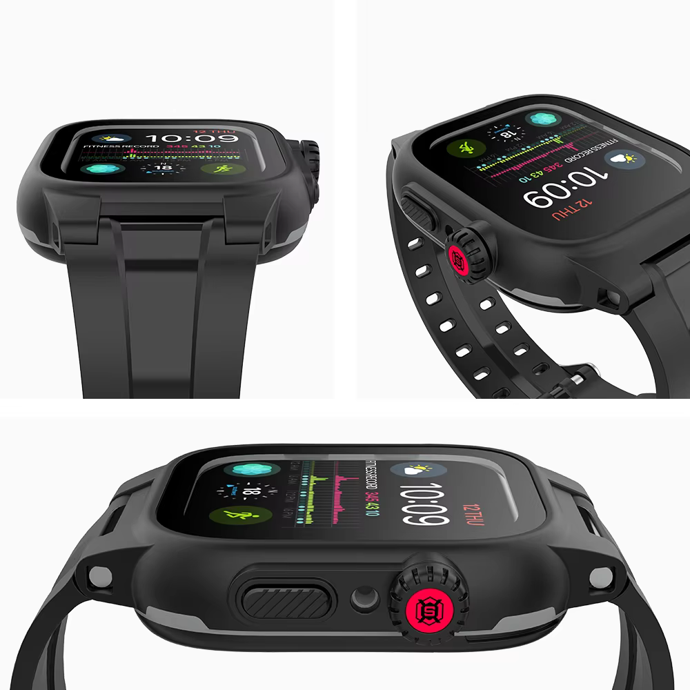 Shellbox nouveau 360 degrés protection complète anti-abrasion antichoc IP68 boîtier étanche professionnel pour Apple Watch 4 5 6 44mm