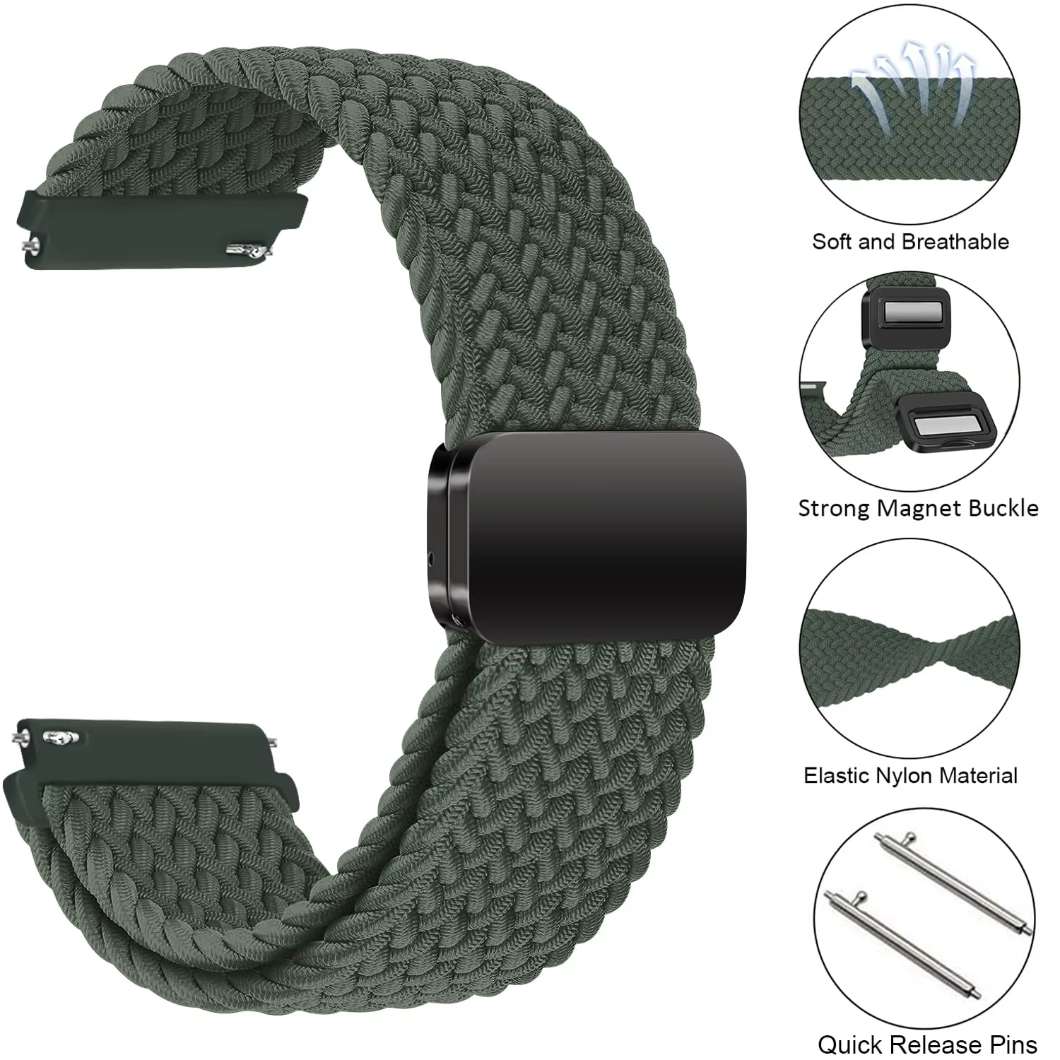 Bracelet élastique magnétique tressé pour montre connectée Oneplus Watch 3 2r 2 46mm