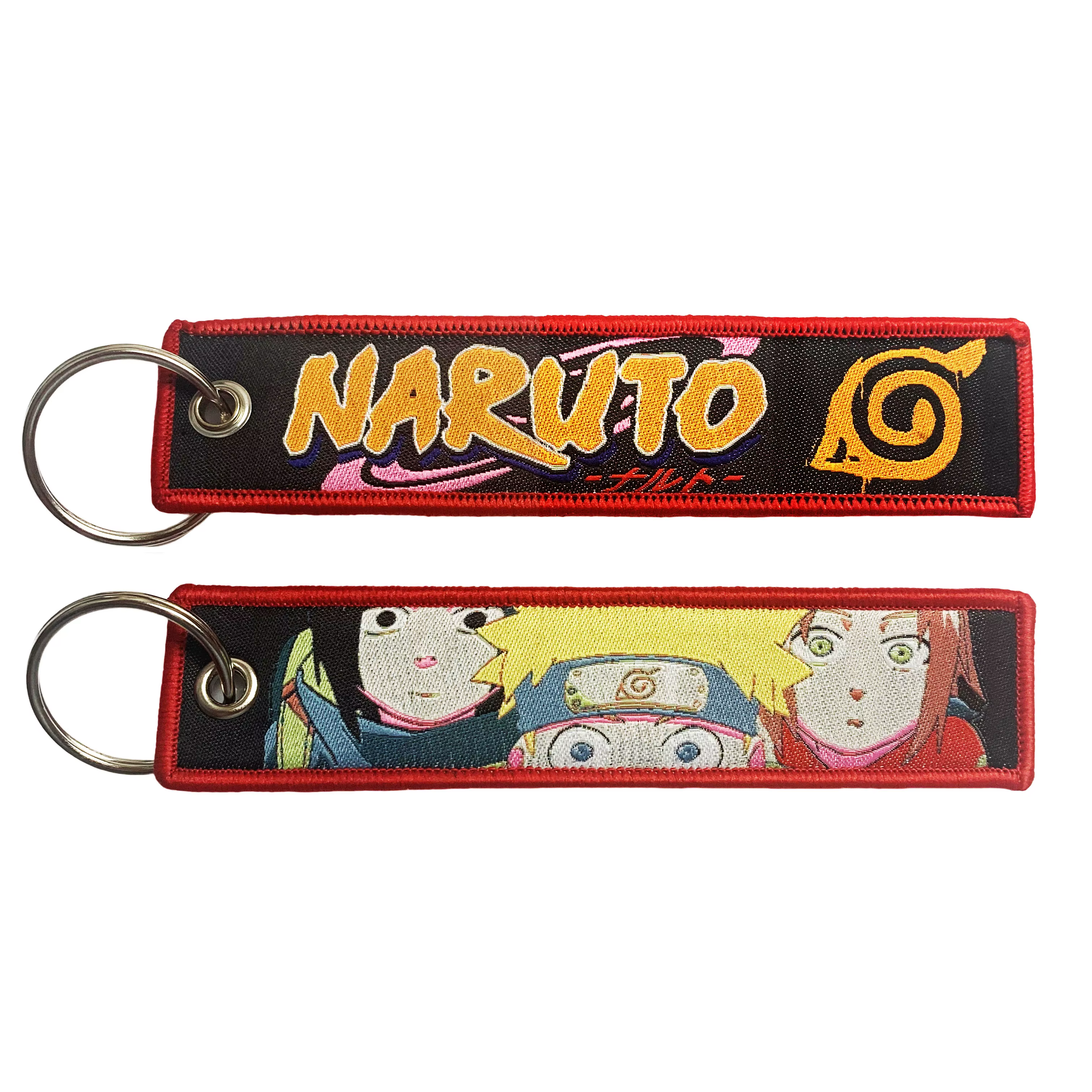Porte-clés de dessin animé classique, accessoires de jeu d'anime, porte-clés pour motos et voitures, nouvelle étiquette de clé brodée