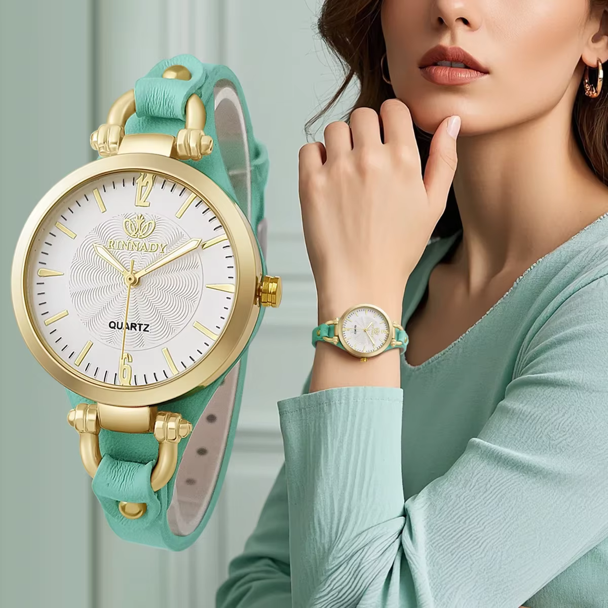 Montres vintage ultra-fines à bracelet en cuir pour femmes
