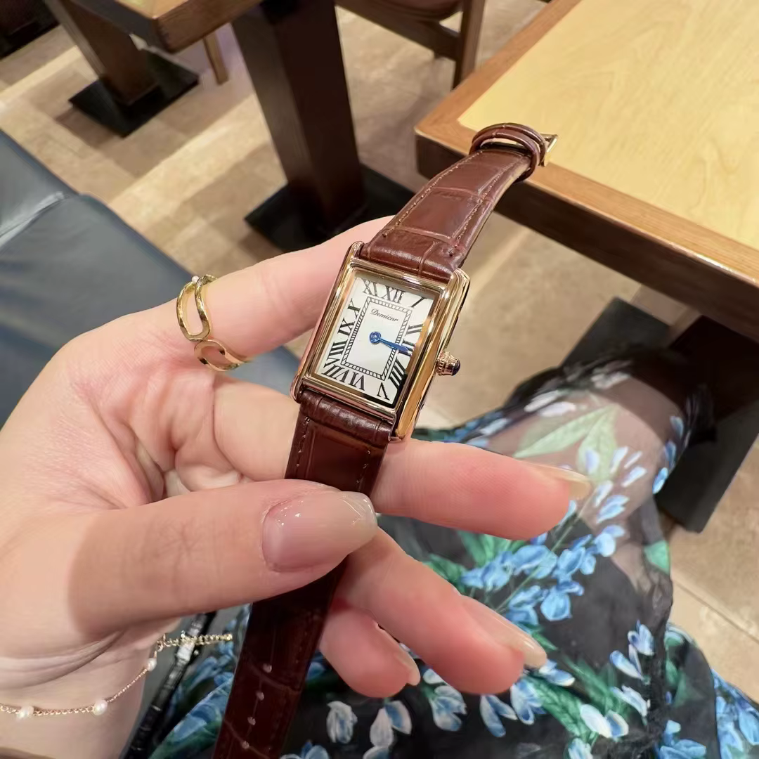 Montre femme pour filles poignet Quartz Reloj or noir rouge Rectangle Orologio dames montre-bracelet élégante bracelet en cuir véritable horloge