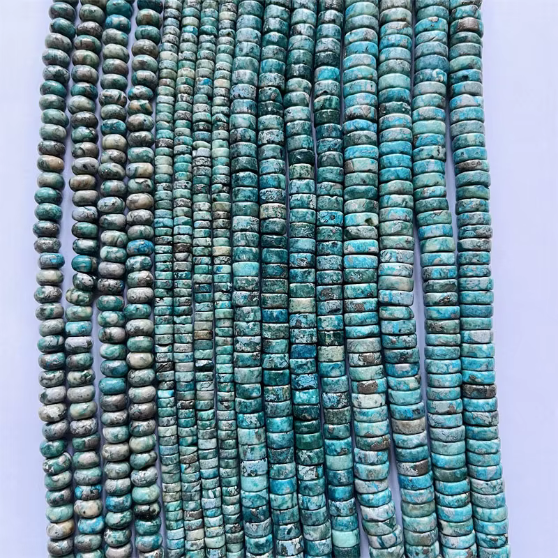 Brut 4/6/8MM Heishi Hubei vert bleu argent Turquoise disque pierres précieuses perles de pierre naturelle pour la fabrication de bijoux à bricoler soi-même collier Bracelet