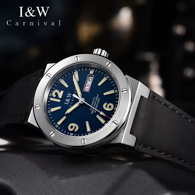 IW argent bleu hommes montres 5Bar étanche lumineux mode montre automatique