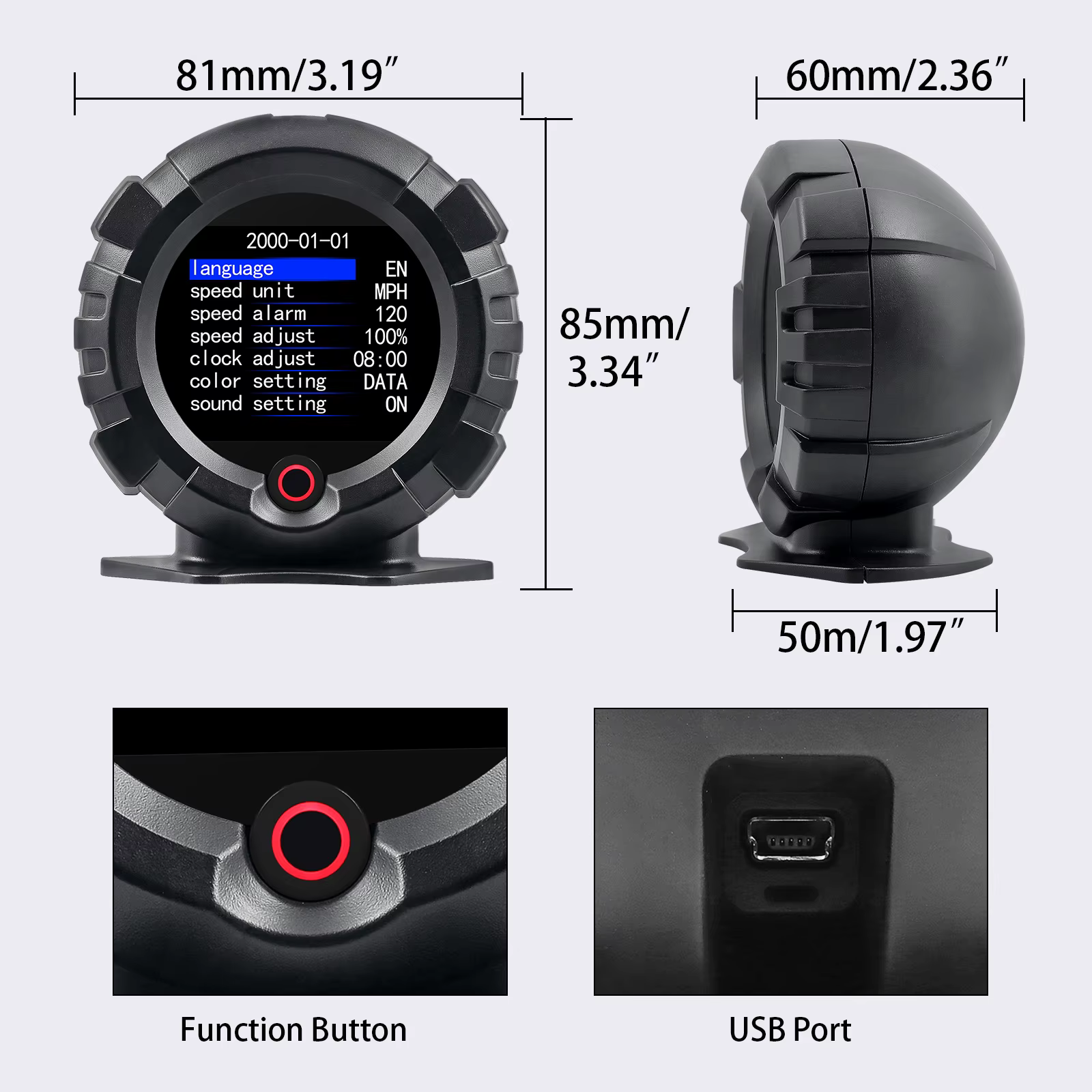 X95 GPS affichage tête haute compteur de pente horizontale inclinomètre