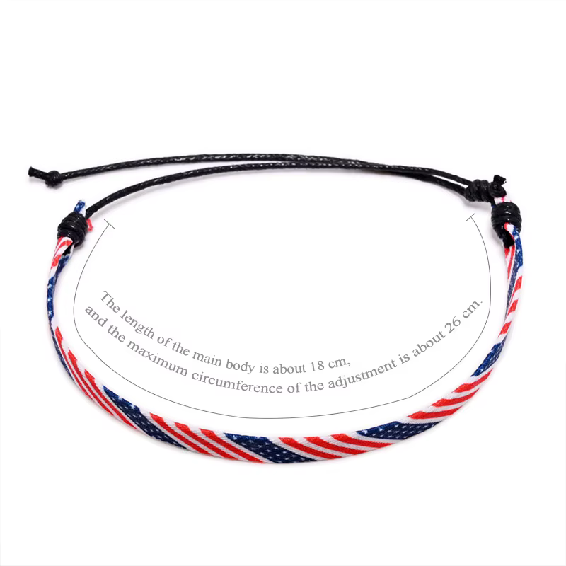 Bracelet en tissu tressé à la main avec drapeau national américain