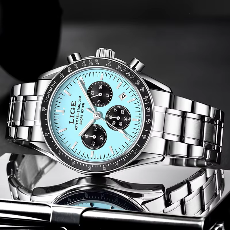 Montre d'affaires entièrement en acier étanche pour homme