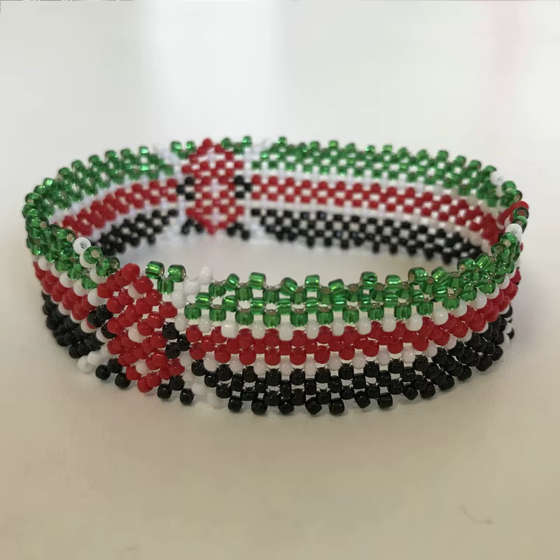 ABL049, personnalisé jeu de Marathon Osako Kenya drapeau Miyuki perles de rocaille élastique fait à la main chanvre tissé Hippy hommes femmes Bracelets de course