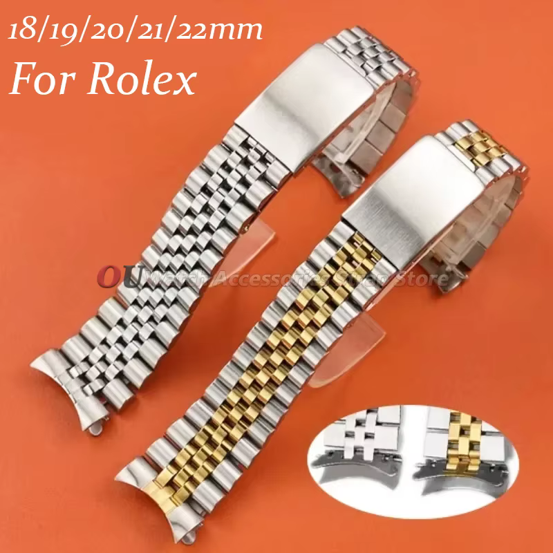Bracelet de montre 18mm 19mm 20mm 21mm 22mm pour bracelet Jubilee pour Rolex DATEJUST, accessoires de luxe en acier inoxydable à extrémités courbées