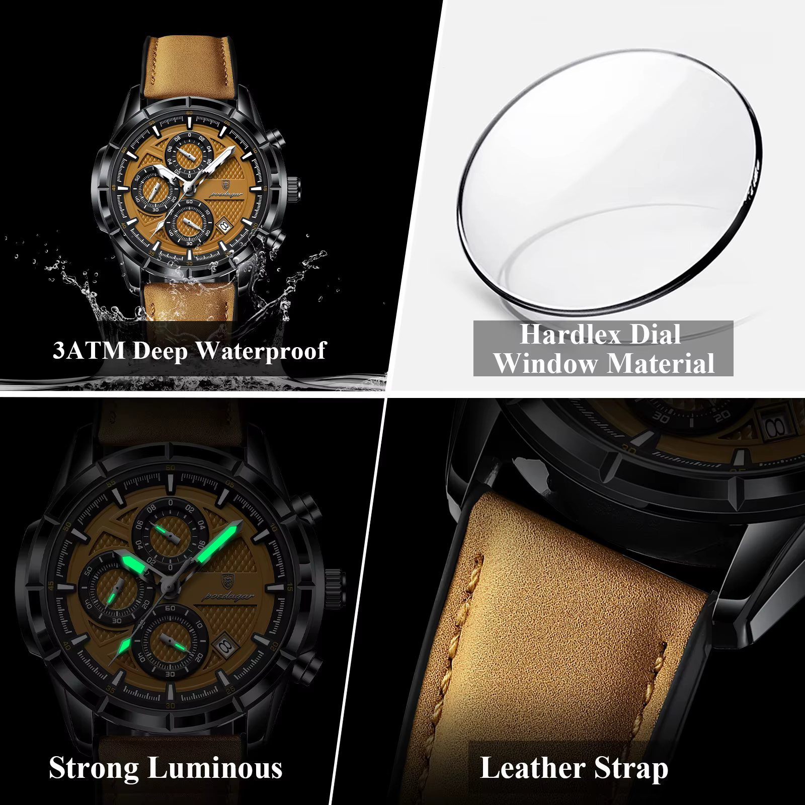 Montre-bracelet vintage pour homme POEDAGAR