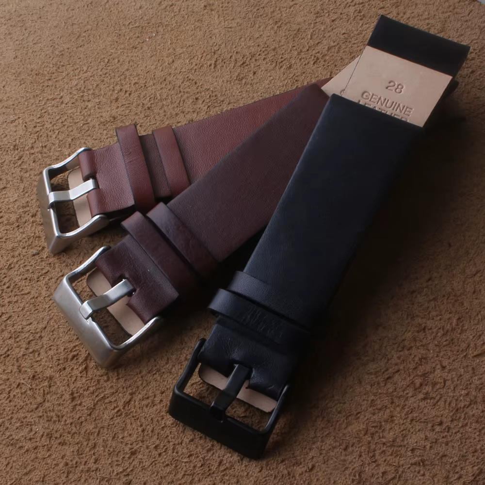 Bracelets de montre en cuir véritable pour homme