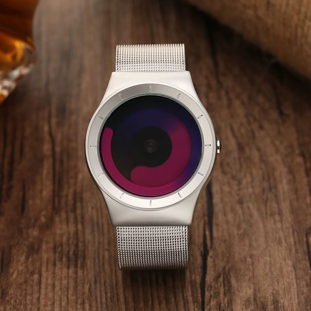 Montres homme à la mode créativité personnalisée pas de pointeurs vortex étoilé cadran circulaire montre à quartz relojes para hombres