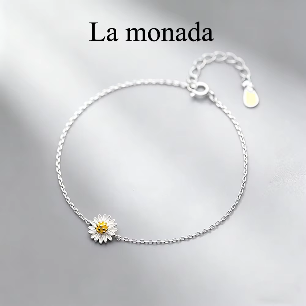 Bracelets minimalistes Daisy pour femmes, en argent sterling 925, bracelet à fine chaîne, bijoux délicats en argent véritable, cadeau pour elle, à porter au quotidien
