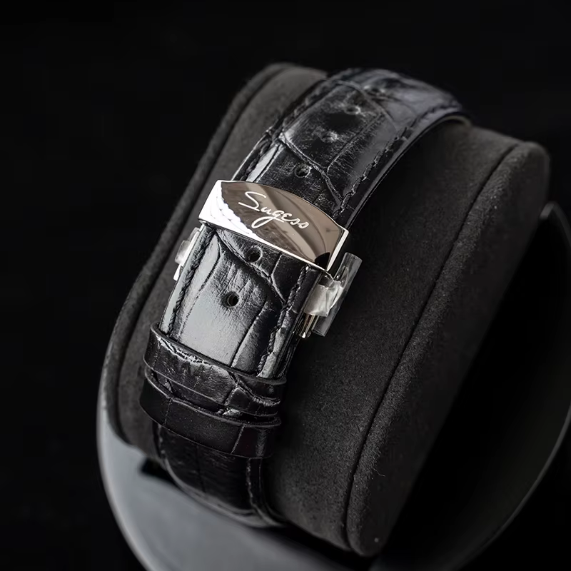 Sugess – montre-bracelet pour hommes, ST1908, mouvement à col de cygne, chronographe mécanique, véritable calendrier de phase de lune, cuir Vintage, nouveau 2023