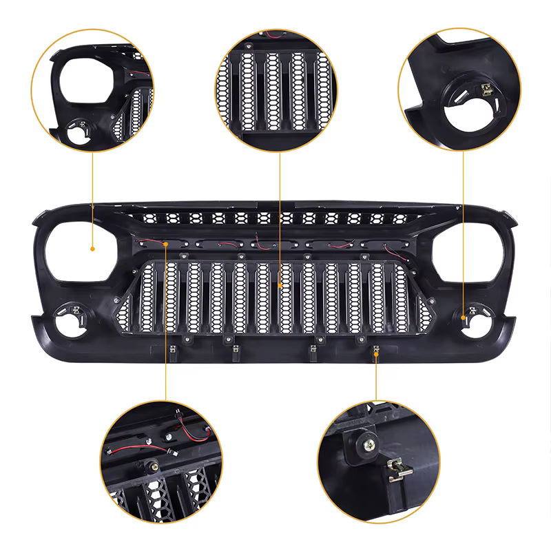 Accessoires pour Wrangler 2007 – 2017 JK 4*4 Jeep, pièces automobiles, Grilles de pare-chocs avant avec feux de circulation Led jaunes