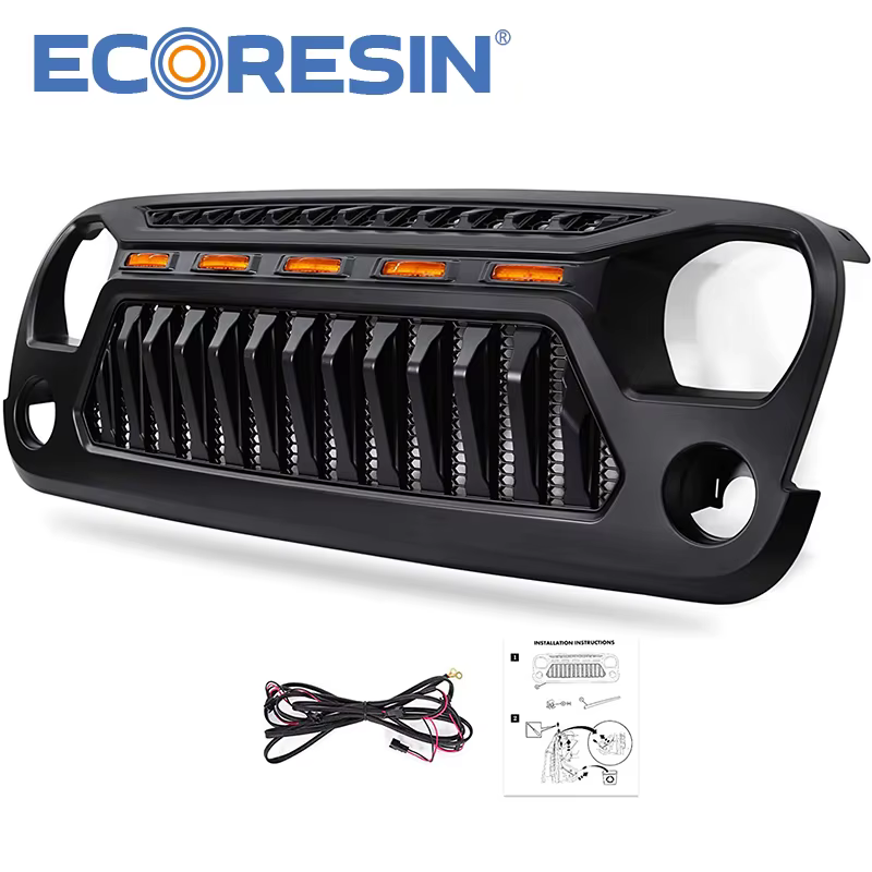 Accessoires pour Wrangler 2007 – 2017 JK 4*4 Jeep, pièces automobiles, Grilles de pare-chocs avant avec feux de circulation Led jaunes